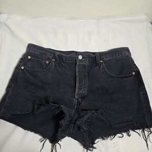 Levi's Dark Denim Frayed Shorts